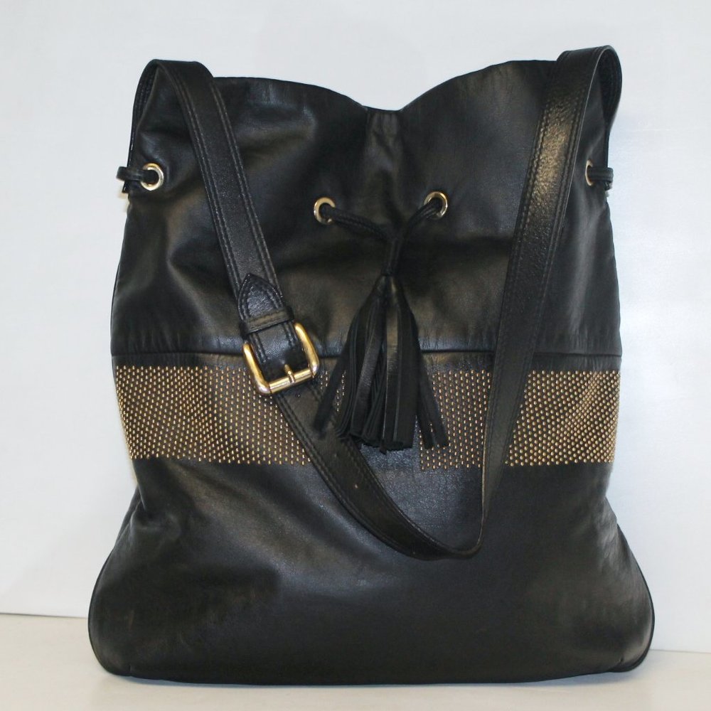Large Claudia Ciuti Italian Tassel Leather Drawstring Shoulder Bag Crossbody
